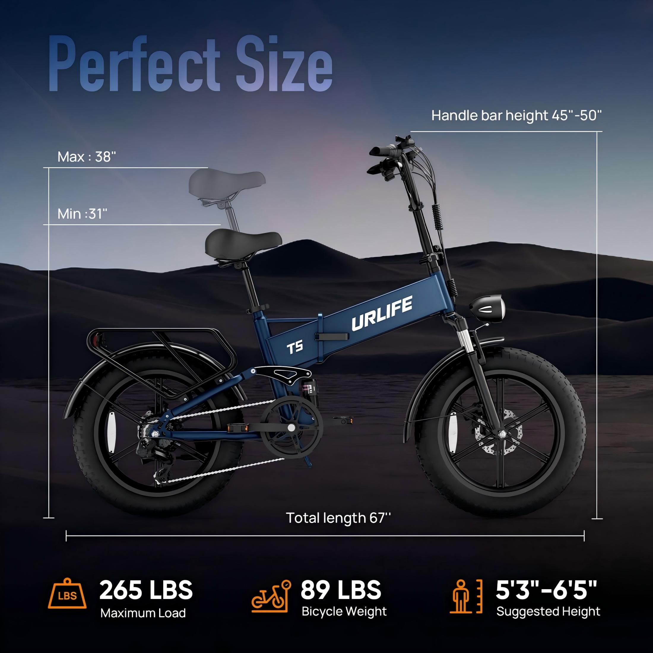 URLIFE 20"*4.0 Fat Tire Electric Bike for Adults,1500W Ebike, 48V Removable Battery, 80-Mile, 7-Speed & Full Suspension Mountain bike,UL2849-Blue