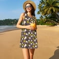 thumbnail image 3 of Naloa Flowers Daisy Print Women's Summer Spring Casual Beach Sundress,Vacation Sleeveless Tank Crewneck Loose Dresses, 3 of 7