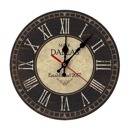 WeddingClassic Circular Wood Hanging Clock, Complete Mounting Hardware Bedroom Decor Clock
