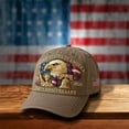 thumbnail image 5 of Eagle – United States 250th Anniversary Hat, Adjustable Patriotic Embroidered Baseball Cap with Bald Eagle, Retro Washed Cap (2Pcs, Brown), 5 of 7