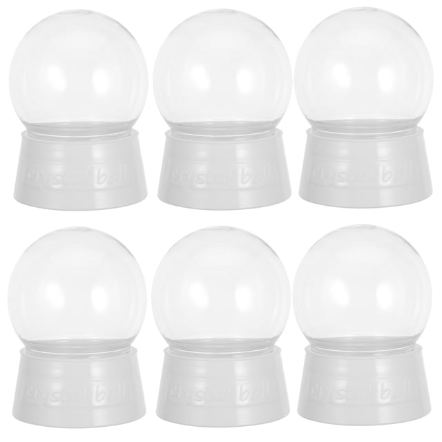 Kit de globos de nieve Diy, 6 uds., globos de nieve de plástico con tapa de rosca, globos de agua transparentes rellenables para manualidades, adornos de globos de nieve inastillables