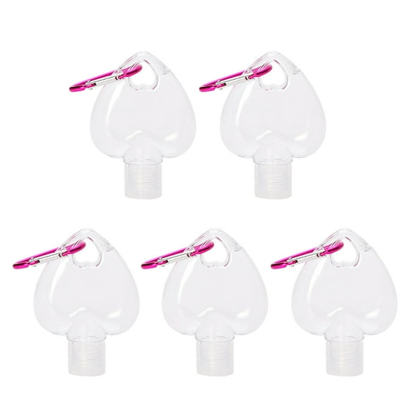 hengzirui 5pcs Travel Clear Keychain Bottles - Leakproof Refillable Containers for Shampoo