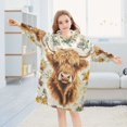 thumbnail image 5 of FORMRS Wearable Blanket Hoodie with Sleeves for Kids Cozy Flannel Sweatshirt, Floral Cow, 5 of 7