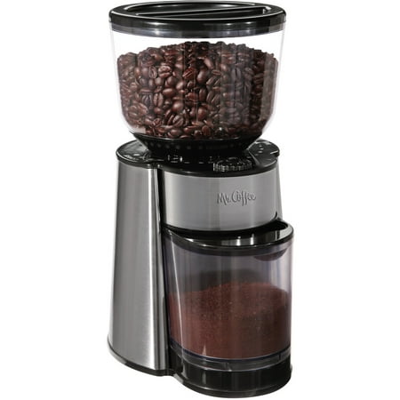 Mr. Coffee Automatic Silver Burr Mill Grinder with 18 Custom (Best At Home Burr Grinder)