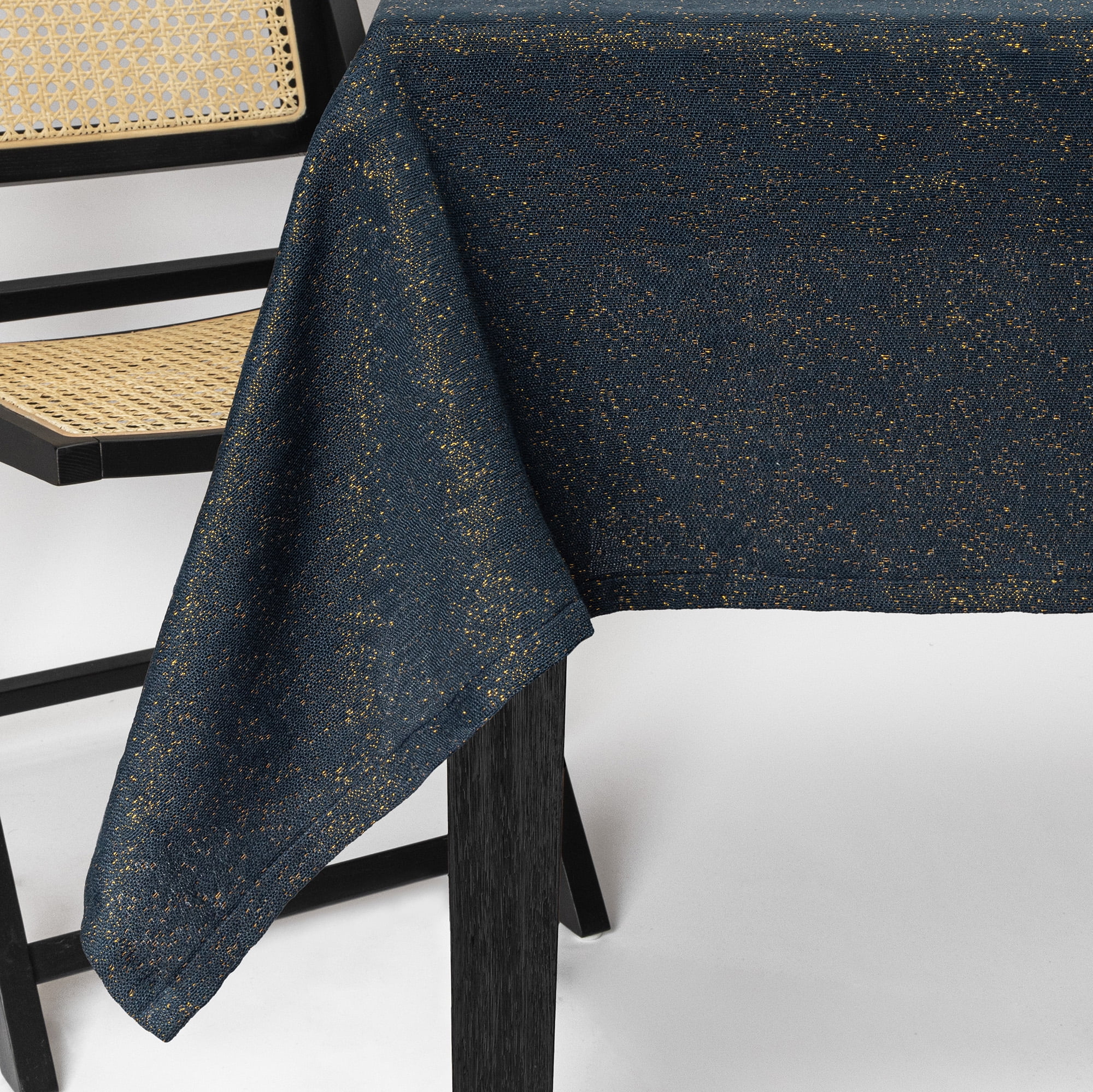 Thyme & Table 84" Rectangle Tablecloth, Navy and Gold Celestial