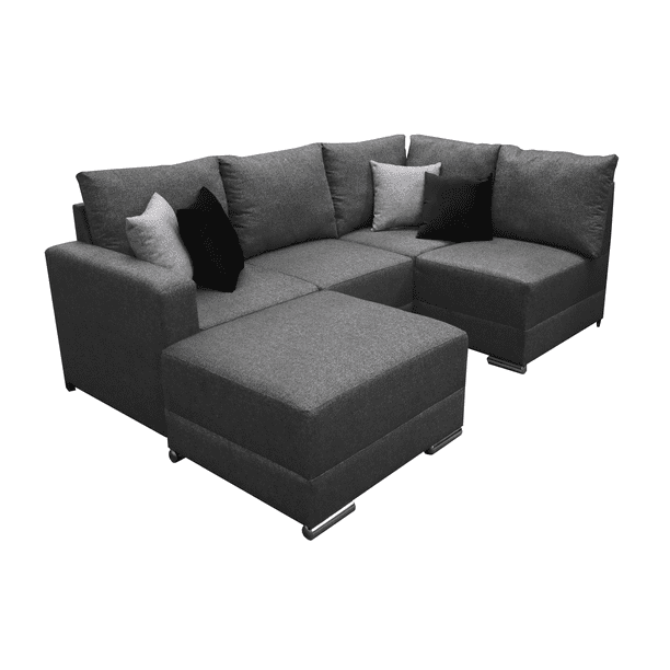 Sala Esquinera El Bazar Store Frigg Gris Oxford 230x150 cm, Tela Lino nacional, Modular
