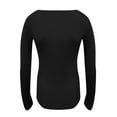 thumbnail image 5 of JGGSPWM Womens Button Up Henley Ribbed Knit Tops Solid Tunic Pullover Slim Fit Tshirt Long Sleeve Blouse V Neck Tee Shirts Black S, 5 of 5