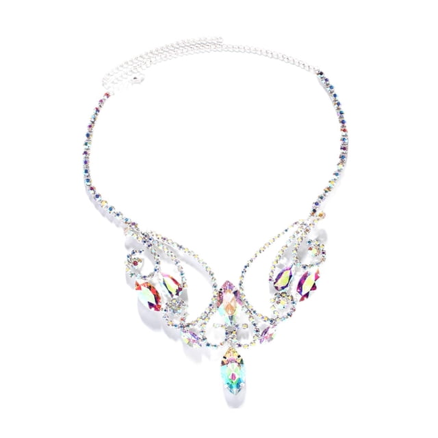 Collar grueso para mujeres Declaración de cuello de decoración para traje de fiesta de ducha de novia Plata