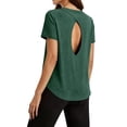 thumbnail image 5 of hoksml Women's Short Sleeve Crew Neck Top, Back Cutout Athletic Shirt, Casual Heather Running T-Shirt, 5 of 8