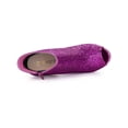 thumbnail image 4 of BLISSFUL STEP Women's Glitter Peep Toe Platform Block High Heel Boots Purple 7, 4 of 7