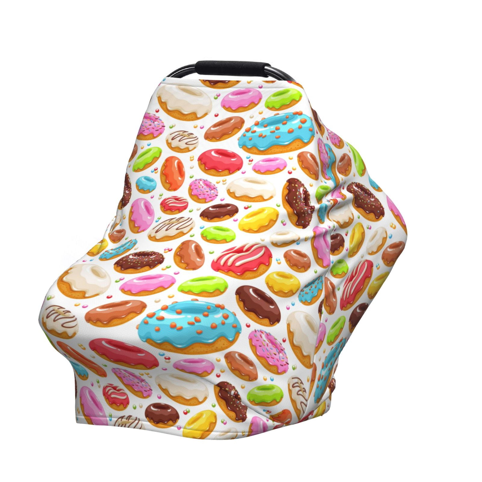 Fotbe Color Donut Pattern Car Seat Covers for Babies, Nursing Breastfeeding Cover Infant Carseat Canopy, Soft Stretchy Carrier Cover