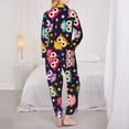 thumbnail image 3 of Pajama Sets for Women 2 Pcs, Cartoon Cute Colorful Owls Button Down Long Sleeve Sleepwear Lounge PJ Sets, 3 of 6