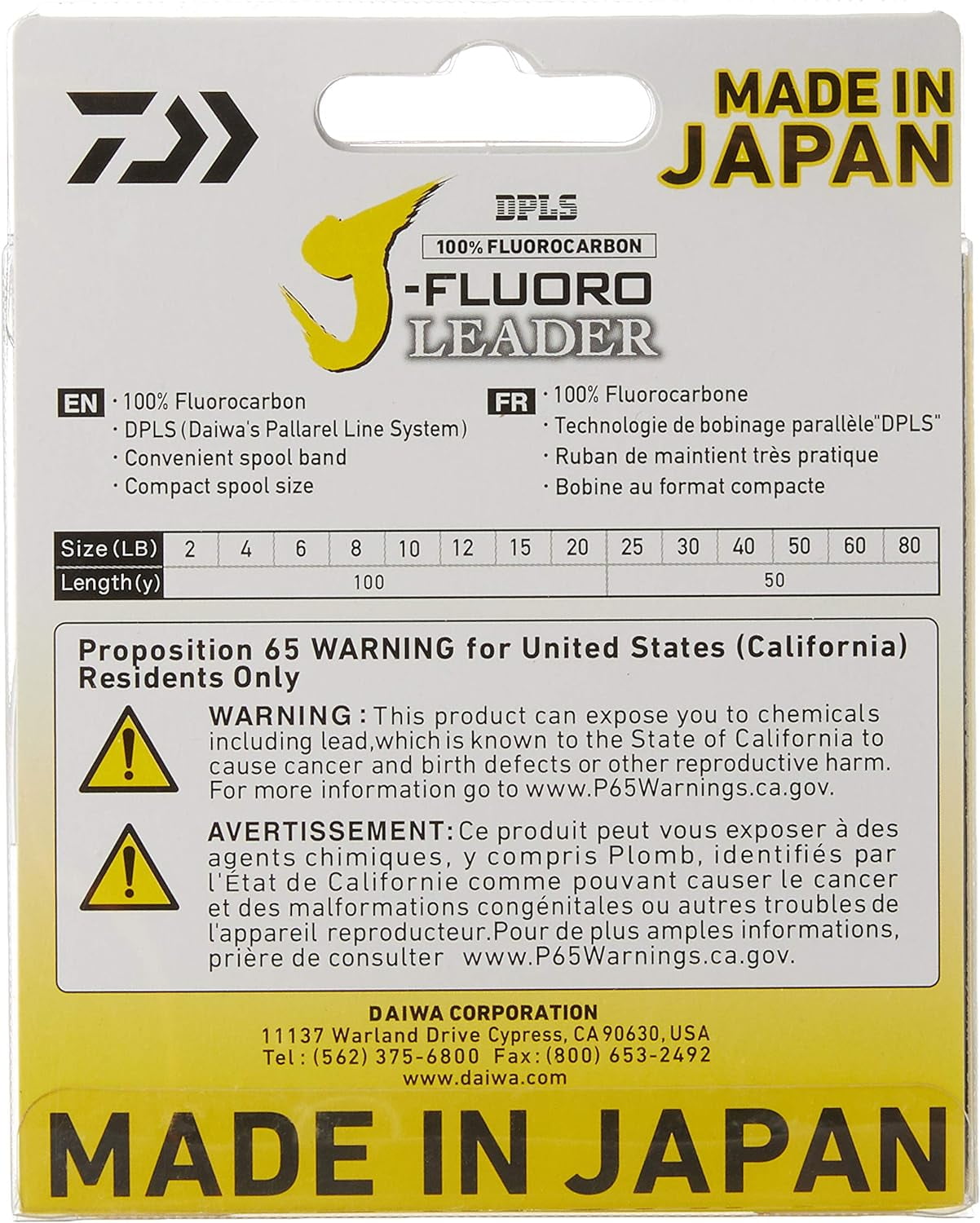 Daiwa 100 Yard 100% Fluorocarbon J-Fluoro Fishing Leader - 15 lb. Test -  Clear 