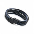 thumbnail image 3 of JO WISDOM Men's Magnetic Buckle Bracelet, Men's Woven Leather Cuff Bracelet, Leather Bracelet, Bohemian Cuff Bracelet, Handmade Spliced Bracelet, Multi layered Men's Bracelet, 3 of 5
