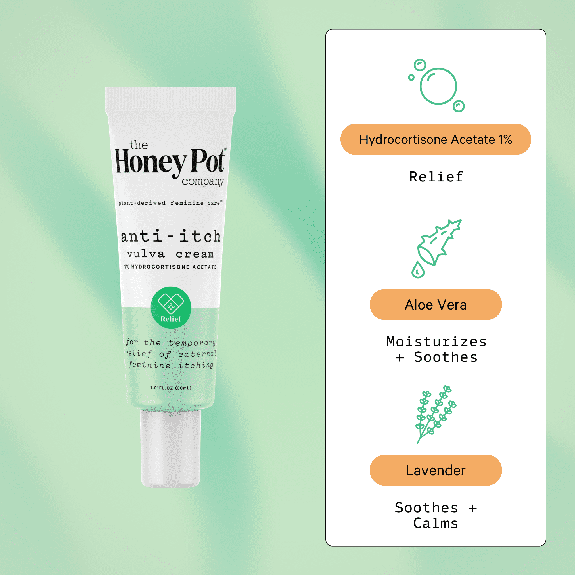The Honey Pot Company, Feminine Anti-Itch Cream with 1% Hydrocortisone, 1 fl. oz.