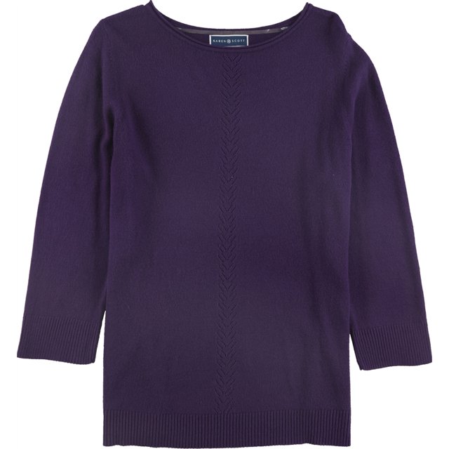 Karen Scott Luxsoft Pullover Suéter para Mujer, Púrpura, 1X