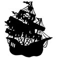 thumbnail image 2 of Mysterious Pirate Ship Silhouette Wall Mural by Wallmonkeys Peel and Stick Graphic (18 in H x 16 in W) WM159099, 2 of 4