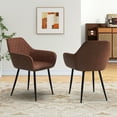 thumbnail image 4 of Gymax Leisure Dining Chair Set of 2 Upholstered Accent Chairs w/ Curved Backrest Brown, 4 of 9