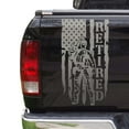 thumbnail image 1 of Soldier Retired Enlisted Man Veteran Fighter U.S. Army USAF USMC Distressed American USA US Flag Truck Tailgate Vinyl Decal Fits Most Pickup Trucks - Military Sticker (11"x20", Silver Gray (Metallic)), 1 of 8