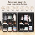 thumbnail image 3 of LEDREM Closet Organizer with Cover Fabric Storage, Large Wardrobe with 3 Hanging Rods & 4 Side Pockets, Easy Tool-Free Assembly, For Bedroom/Living Room, 3 of 8