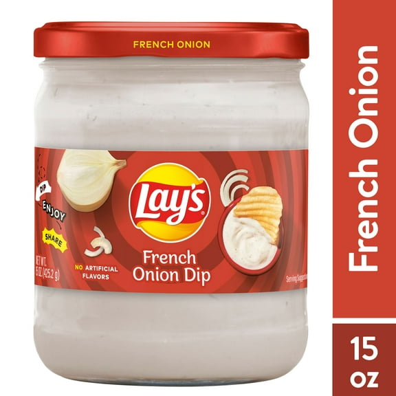 Lay's French Onion Dairy Dip, 15 Oz, Glass Jar Container