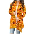 thumbnail image 2 of EIMELI Women‘s Halloween Cardigan Sweater Skull Pumpkin Print Pattern Long Cardigans Sweater Coats Tops Ginger M, 2 of 5