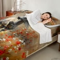 thumbnail image 4 of Erosebridal White Horse Full Size Sheets, Oil Painting Floral Bed Sheets, 4pcs (1 Flat Sheet, 1 Fitted Sheet and 2 Pillowcases), 4 of 6