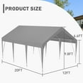 thumbnail image 2 of Garvee Heavy Duty Car Canopy, Outdoor Waterproof, Portable Garage UV Resistant Grey-12ftx20ft, 2 of 5