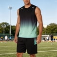 thumbnail image 2 of Gym Clothes for Men Workout Tank Shirts Sets Athletic 2-Piece Outfit Gradient Tank Shorts for Running Football Athletic Exercise Green XXXXXL, 2 of 4
