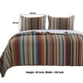 thumbnail image 3 of Benjara Phoenix Fabric 3 Piece King Size Quilt Set with Striped Prints, Multicolor, 3 of 6