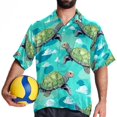thumbnail image 4 of Turtle Seamless Men's Hawaiian Short Sleeve Printed Button Down Poplin Casual Summer Beach Shirt, Unisex, 4 of 6