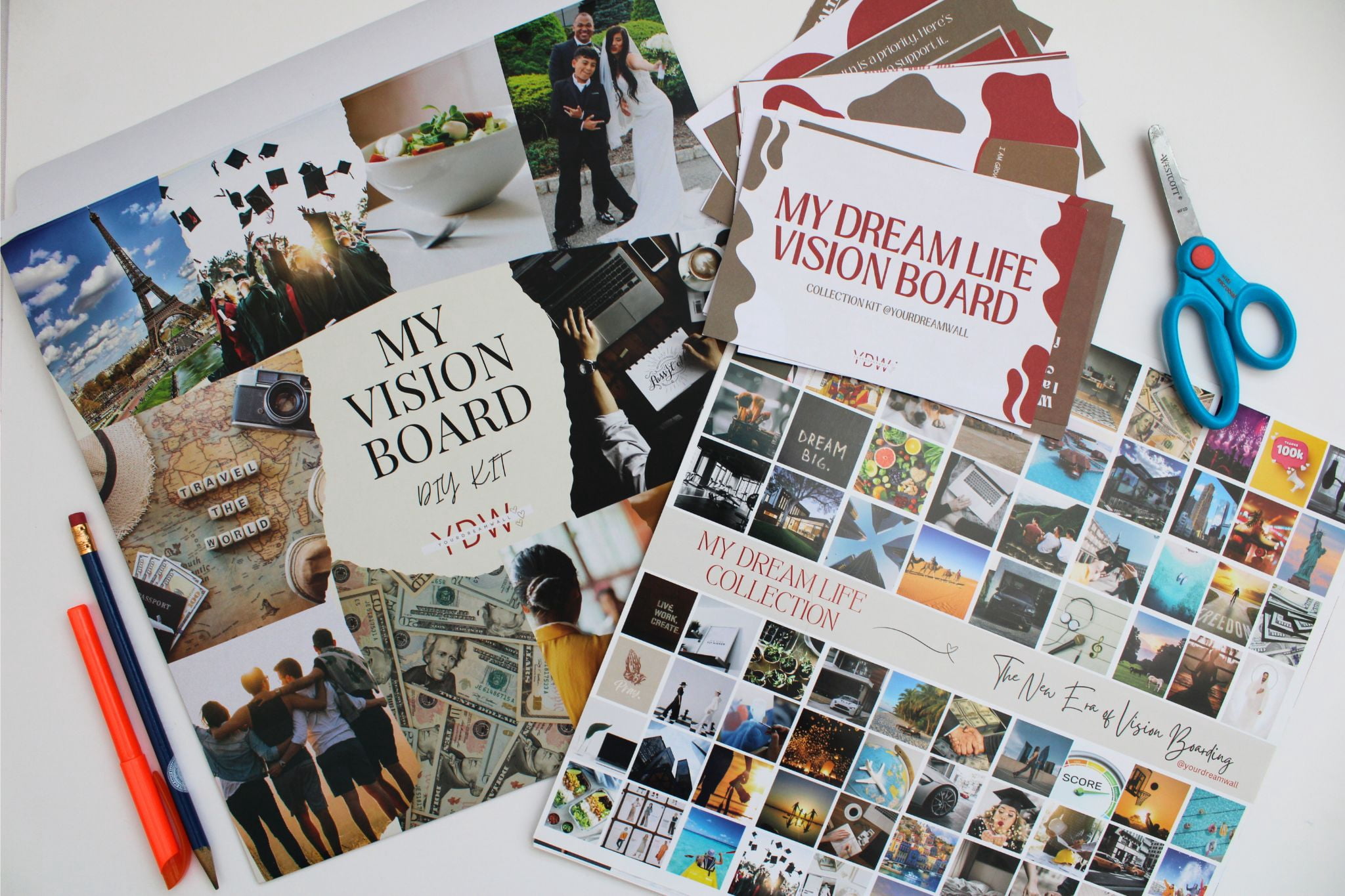 My Dream Life Collection Vision Board DIY Kit, All-in-One Goal and Manifestation Board for Career, Health, Wealth and Growth