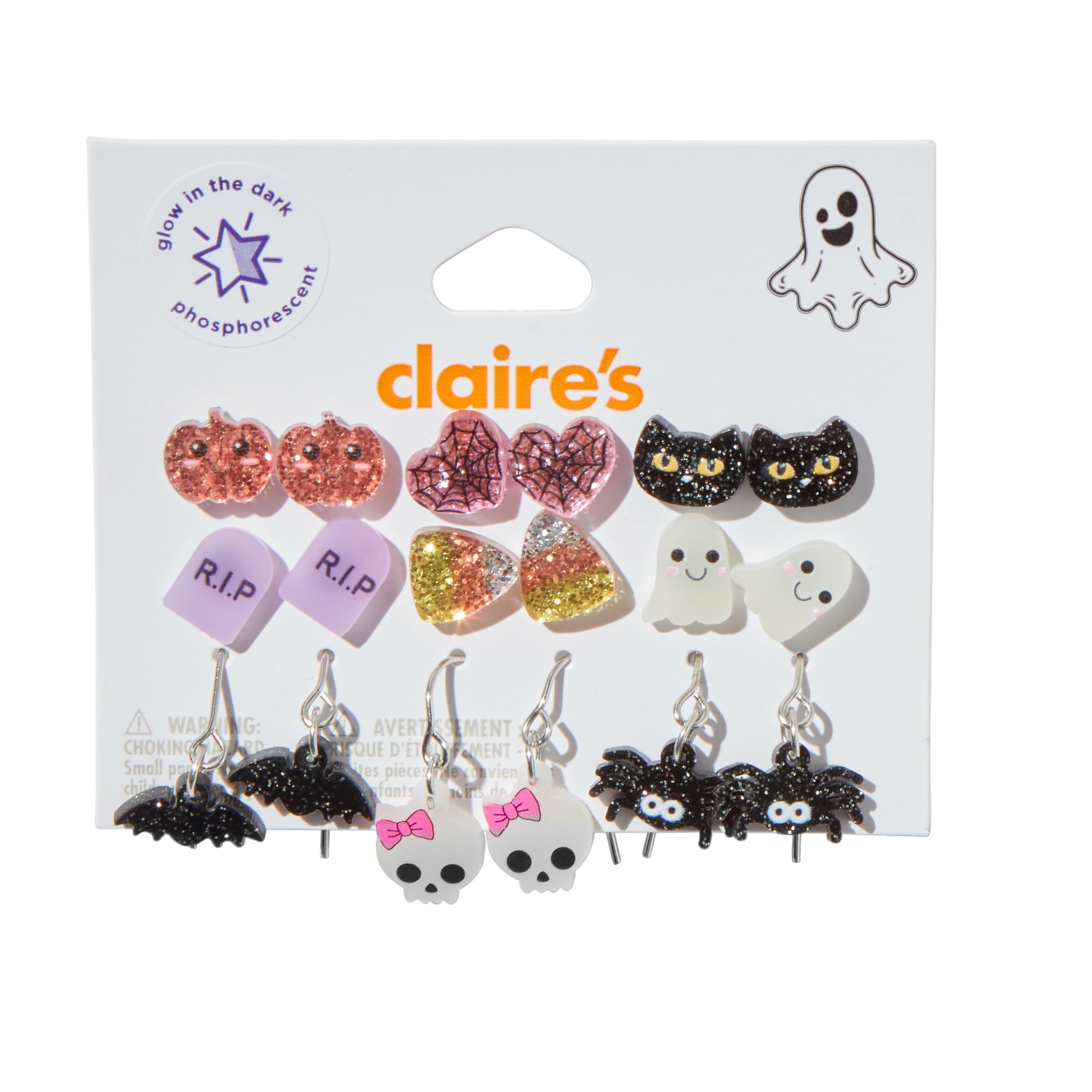 Claire's Halloween 9-Pair Stud and Dangle Earrings with Claire's Halloween 9-Pair Stud and Dangle Earrings with