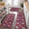 thumbnail image 2 of Purple Colorful Skull Flower Pattern Kitchen Rugs Sets Of 3,Kitchen Runner Rugs Non Skid Washable,Decorative Kitchen Floor Mats for Kitchen,Sink,Laundry,17"x30"+ 17"x47" + 17"x59", 2 of 6