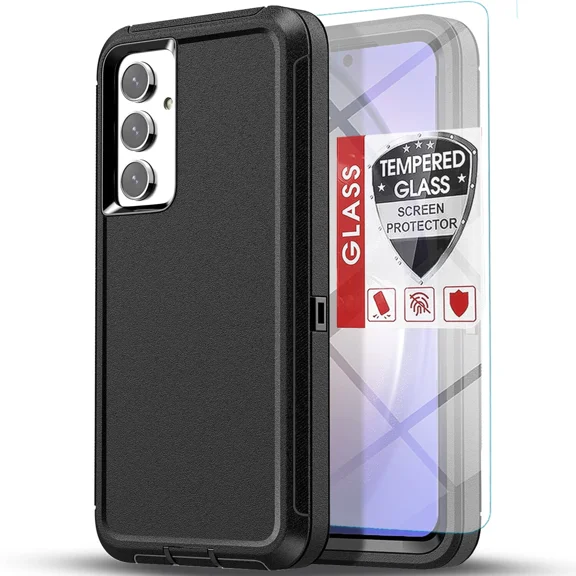 Starshop Samsung Galaxy S26 Case Phone Cover Shockproof Heavy Duty With Glass Screen - Black