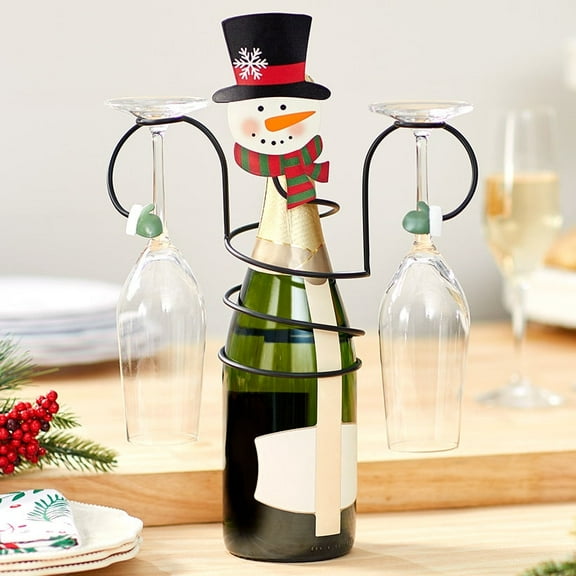 Christmas Decorations Holiday Wine Bottle And Glass Holder - Gnome