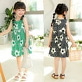 thumbnail image 5 of CAICJ98 Toddler Baby Girl Dress Kids Summer Outfit Casual Cartoon Round Neck A-Line Beach Dresses for Little Girls Green,12-18 Months, 5 of 5