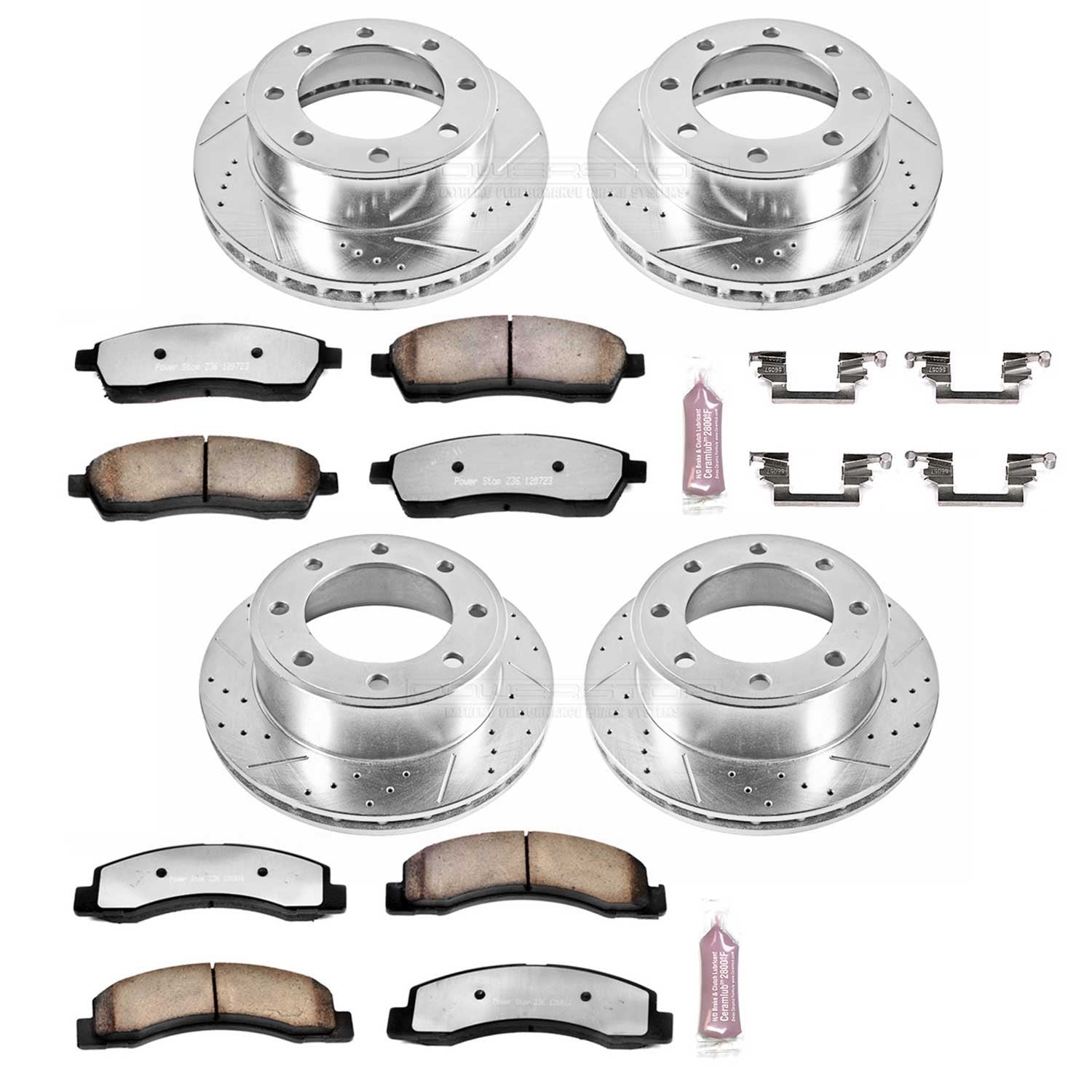 PowerStop Front and Rear Z36 Truck & Tow Carbon-Fiber Ceramic Brake Pad and Drilled and Slotted Rotor Kit Fits: FORD Select Models K1906-36