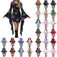 thumbnail image 1 of Meichang Robe de Noël pour Femme, Robe Moulante d'Hiver Courte, Imprimé de Noël, Manches Évasées, Col Rond, Robe de Fête, 1 of 6
