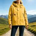 thumbnail image 6 of IUYRTFE Women's Hooded Windbreaker Jacket with Zipper and Snap Button Placket Lightweight Water Resistant Outdoor Coat for Hiking Travel and Daily Wear, 6 of 9