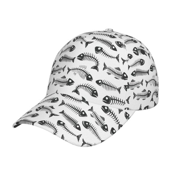 Sikiie Fish Bones Unisex Vintage Washed Unstructured Baseball Cap Soft Cap Adjustable Unisex Baseball Hat Dad Hat