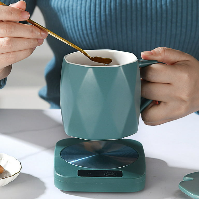 Mug Warmer for Desk, Coffee Mug Warmer with Auto Shut Off, ANBANGLIN Coffee Warmer for Coffee Milk Tea, Candle Wax Cup Warmer Heating Plate Green-No