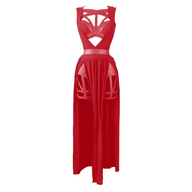FhsagQ 1 Pce Ensemble de Lingerie pour Femme Lingerie Sans Entrejambe Robe pour Femme Lingerie Coussinet de Poitrine Soutien-Gorge Bandage Tenue de Nuit Chemises de Nuit Rouge Taille g