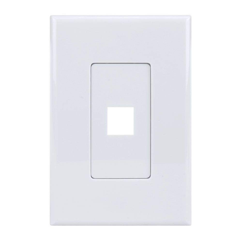 Construct Pro™ 1-Port Keystone Wall Plate with Screwless Face (Color: White)