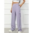 thumbnail image 6 of Chiclily Women Wide Leg Pants Loose High Waist Trousers Purple L Baggy Pants with Pockets Casual Comfy Relaxed Fit Streetwear Punk Pants for Women, 6 of 7