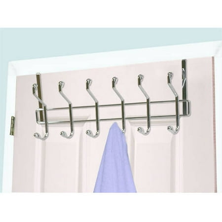Chrome Plated Bronze Door Hook - Over-The-Door Hanger 6-Hook, Chrome