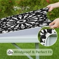 thumbnail image 6 of Black White Tie Dye Mandala Pattern Square Fitted Tablecloth with Elastic Edge,Square Table Cover,Washable Elastic Table Cover for Home Kitchen Party Decor 36"x36", 6 of 6