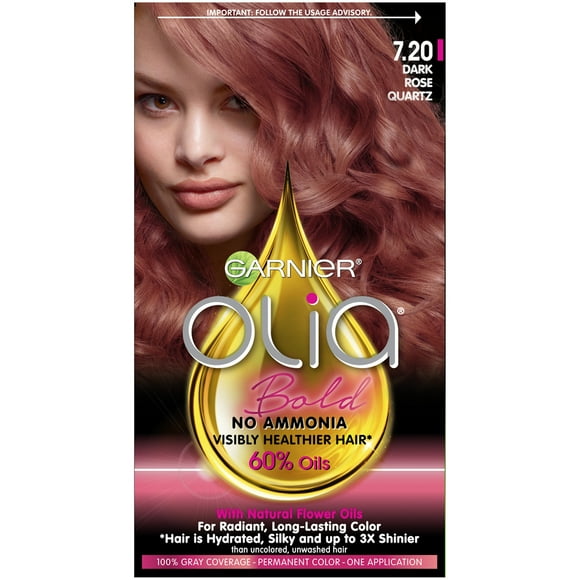 Garnier Olia Oil Powered Permanent Hair Color, 7.20 Dark Rose Quartz, 1 kit
