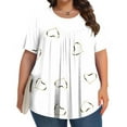 thumbnail image 2 of Plebaso Women's Plus Size Tops Short Sleeve Pleated Blouses Casual Crewneck Summer Loose Tunic Shirts, 2 of 6