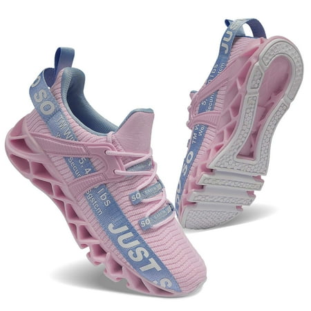 

WONESION Just so so Womens Running Shoes Breathable Gym Shoes Athletic Walking Sneakers Pink&Blue Size 7